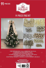 91 Count Champagne Christmas Tree Decorating Kit, by Holiday Time