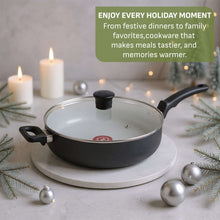 T-Fal Kitchen Solutions Black 5 Quarts Ceramic Non-Stick Jumbo Cooker Sauté Pan with Lid & Helper Handle