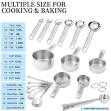WEPSEN 18-Piece Stainless Steel Measuring Cups and Spoons Set,5 Stainless Steel Nesting Measuring Cups & 6 Spoons,1 Leveler & 5Mini Measuring Spoons,1Tbsp Coffee Scoop with Clip for Cooking & Baking