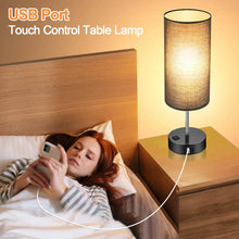 Table Lamps for Bedroom, 3 Way Dimmable Touch Control Bedside Lamp with USB C+A Fast Charging Ports, Nightstand Lamp for Office, Living Room, Reading(E26 Light Bulb Included)