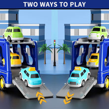 Lucky Doug Small Transport Truck Toys for Toddlers Ages 1-3-5, 5 in 1 Carrier Truck Toys with Light and Sound, Boys Birthday Gift Toys for a 2 3 4 5