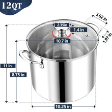 Coliware 12QT Stainless Steel Stock Pot with Glass Lid, 18/10 Food-Grade Material, 3-Ply Bottom, Induction Compatible, Dishwasher Safe - Brands For Less USA