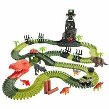 USA Toyz Dinosaur Dash Track 6 Dinosaurs LED Dino Car STEM Set Toy 225 Piece Tracks for Kids Ages 3+