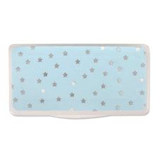 Baby Essentials 15.5”L 5 Piece Multi-Pocket Diaper Bag Backpack with Matching Changing Pad, Wipes Case, Insulated Bottle Bag & Organizer Pouch for Newborns, Infants & Toddlers in Blue & Gray Stars