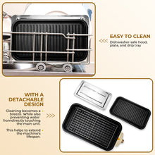 SUSLAS Electric Indoor Grill & Griddle, 1800W Smokeless Design with 4 Removable Nonstick Plates, Dishwasher Safe, Adjustable Temperature Control for Indoor Cooking