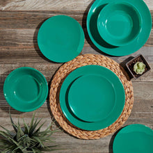 Tabletops Gallery 12 Piece Dark Green Melamine Dinnerware Set Plates Bowls for Indoor/Outdoor Use, Service for 4, Emerald - Brands For Less USA