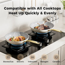 Sanho Ceramic Nonstick Fry Pan Set, 2-Piece (8 & 10 inch) Skillets, Diamond-Titanium Coating, Oven & Induction Safe, Non-Toxic - Brands For Less USA