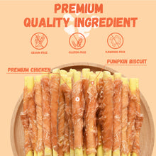 Pawmate Chicken Jerky Wrapped Pumpkin Biscuits Dog Treats, Promote Digestion Soft Chews for All Dogs, 11 oz