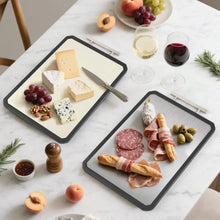 Double-Sided Cutting Board, AOKIWO Large Cutting Boards with Handle & Knife Protector finger guard，Non toxic Stainless Steel Wheat straw PP Chopping Board for Kitchen meat and vegetables-16 * 11 Inch