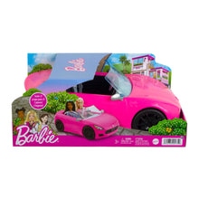 Barbie Convertible Toy Car, Bright Pink with Seatbelts and Rolling Wheels (Seats 2 Dolls), Toy for 3 Years and Up