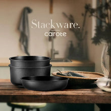 Carote 15 Pcs Nonstick Cookware Sets, Granite Non Stick Pots and Pans with Removable Handles, Oven Safe, Induction Compatible, Black