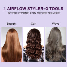 NEXPURE Airflow Styler Curling Iron, Flat Iron Hair Straightener and Curler 2 in 1, Ionic Curling Wand with 360°Cool Air Lock in Style,5 Temps & Anti-Scald, Purple