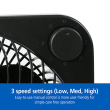 Mainstays New 9-inch Box Indoor Comfort Personal AC Electric Fan, 3 Speeds, Black