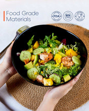 LaGlint 66 OZ Large Salad Bowl Set of 2, Opal Glass 10 inch Lightweight Serving Dishes for Salad, Fruit, Kitchen Microwave & Dishwasher Safe, Oval Shape Black