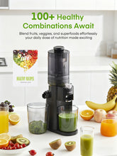 Juicer Machines, 4.13 Inch Cold Press Juicer, Slow Masticating Juicer – for Whole Fruits & Vegetables, Quiet, High Juice Yield, Easy to Clean, BPA Free (Black)