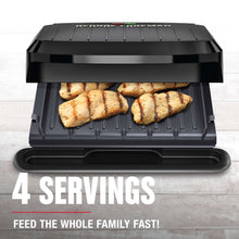 George Foreman 4-Serving Non-Stick Removable Dishwasher Safe Plates, Grill and Panini Maker, Durable Easy-to-Clean Plastic Housing