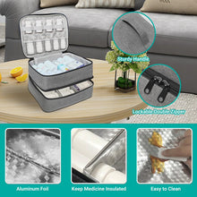 LAKYRIK Medicine Bag, Double Layers Pill Bottle Organizer Bag for Emergency Medication,Supplements or Medical Kits, Zippered Lockable Empty Medicine Bag for Home (Grey, M)