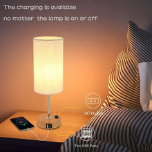 2PCS Small Touch Control Table Lamps for Bedroom, 3 Way Dimmable Bedside Lamp with USB C+A Fast Charging Ports, Nightstand Lamp for Office, Living Room, Reading, Bulbs Included, Wood