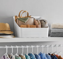 Mainstays Wide Slanted Flexible Closet Organizer Bin with Handle, White Plastic