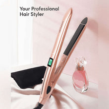 KIPOZI Nano Negative Ion Flat Iron, Anti-Static Hair Straightener with 1 inch Floating Titanium Plates, Champagne Gold