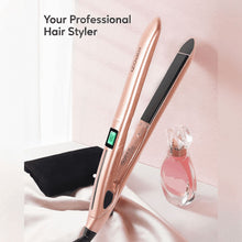KIPOZI Nano Negative Ion Flat Iron, Anti-Static Hair Straightener with 1 inch Floating Titanium Plates, Champagne Gold