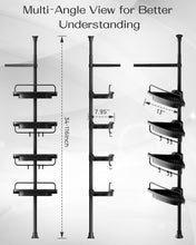 ALLZONECornerShowerCaddyTensionPole_ExtendableRustproofStainlessSteelPole_4-TierAdjustableShelvesforEasyDrainageandBuilt-to-LastStability_34to116Inches_Black1 - Brands For Less USA