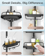 ALLZONECornerShowerCaddyTensionPole_ExtendableRustproofStainlessSteelPole_4-TierAdjustableShelvesforEasyDrainageandBuilt-to-LastStability_34to116Inches_Black5 - Brands For Less USA