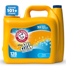 Plus OxiClean Stain Fighters Liquid Laundry Detergent, Fresh Scent, 128 Loads
