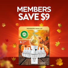 Air Wick Plug In Scented Oil Air Freshener, Pumpkin Spice, 1 Warmer + 6 Refills