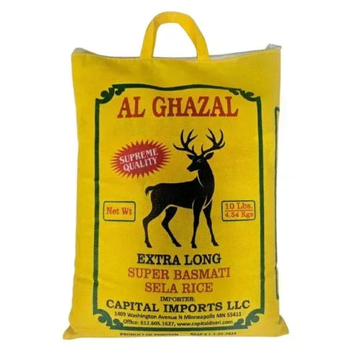 Al Ghazal Basmati Sela Rice Extra Long Super Basmati sela 10 Lbs / 4.5 ...