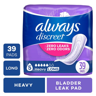 Always Discreet Adult Incontinence Pads for Women, Heavy Absorbency, L ...