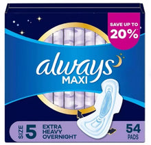 Always Maxi Extra Heavy Overnight Pads with Flex-Wings, Unscented, Size 5, 54 ct.