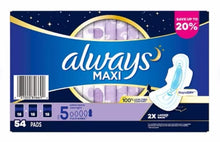 Always Maxi Extra Heavy Overnight Pads with Flex-Wings, Unscented, Size 5, 54 ct.