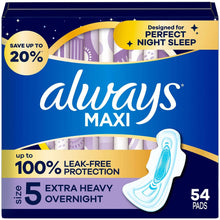 Always Maxi Overnight Pads with Wings, Size 5, 54 ct.