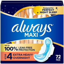 AlwaysMaxiOvernightPadswithWingsforWomen_Size4_OvernightAbsorbency_Unscented_72Count9 - Brands For Less USA