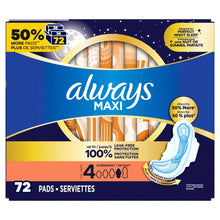 AlwaysMaxiOvernightPadswithWingsforWomen_Size4_OvernightAbsorbency_Unscented_72Count - Brands For Less USA
