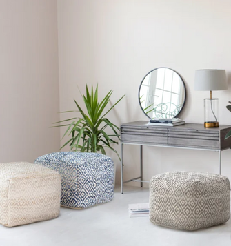 Anji Mountain Woven Diamond Pouf