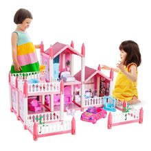 Anpro Pink Dollhouse Pretend Play Set for Kid, Big Villa Princess Castle, 5 Rooms Dollhouse with Doll Toy Figure for Boys and Girls Age 3+ Play House Gift Toys and Christmas - Brands For Less USA