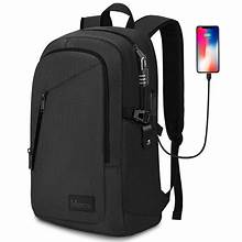 Mochila antirrobo para portátil, impermeable, 15,6 pulgadas, puerto de carga USB, multicompartimento para viajes y oficina (negra) 