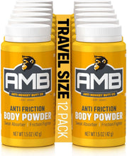 Anti Monkey Butt Travel-Size Body Powder with Calamine - Talc-Free Sweat, Odor, & Friction Relief - Chafing Protection for Active Lifestyles - 1.5 oz - Pack of 12