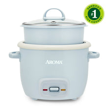 AROMA® 4-Cup Cooked, 2-Cup Uncooked Rice Cooker & Food Steamer with Bonded Granite® Nonstick Ceramic & Pop-Up Steam Tray - Blue