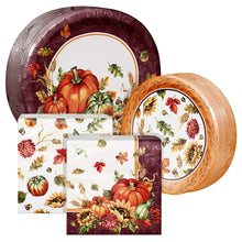 Artstyle Oval Paper Plate and Napkin Bundle, Spectacular Harvest, 200-count