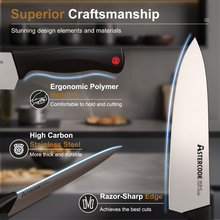 Astercook Knife set, 14-Piece Kitchen Knife Set with Built-in Sharpener, High Carbon German Stainless Steel Knives Block Sets, Ultra Sharp & Rust Resistant, Dishwasher Safe