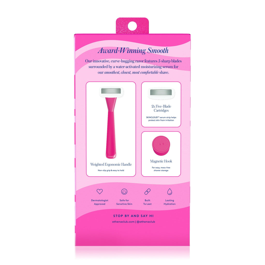 Athena Club 5-Blade Women's Razor Kit - 1 Handle, 2 Blade Refills, Mag ...