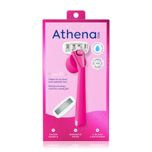 Athena Club 5-Blade Women's Razor Kit - 1 Handle, 2 Blade Refills, Magnetic Hook - Super Pink