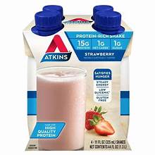 Batido de proteínas cetogénicas Atkins de 15 g, sabor fresa, 11 onzas líquidas, paquete de 15. 