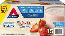 Batido de proteínas cetogénicas Atkins de 15 g, sabor fresa, 11 onzas líquidas, paquete de 15. 