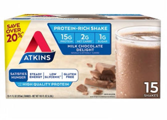 Atkins Milk Chocolate Protein Rich Shake, 15g Protein, 15 ct./11 oz.