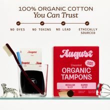 August Organic Cotton Combo Regular and Super Tampons, 24 Count (PACK OF 3 )