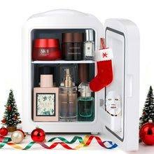 Mini refrigerador portátil Auseo, personal, de encimera, 4 L/6 latas, refrigerador pequeño, puerta frontal de acero inoxidable, CA/CC, opción para cuidado de la piel, maquillaje, bebidas, dormitorio, blanco 